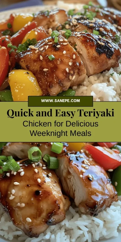 Satisfy your cravings with this Easy Teriyaki Chicken Delight! This flavorful dish combines juicy chicken thighs with a savory teriyaki glaze, ready in under 30 minutes. Perfect for busy nights, it pairs well with rice or fresh veggies for a nutritious meal. Discover the health benefits of the wholesome ingredients and get ready to impress your family! Try it today for a delicious twist on a classic dish! #TeriyakiChicken #QuickRecipes #HealthyEating #DinnerIdeas #HomeCooking