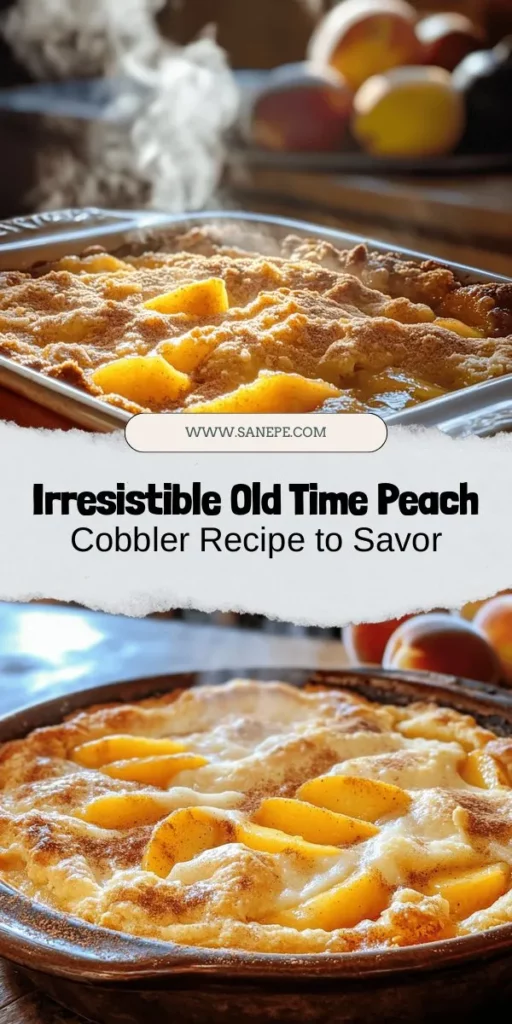 Indulge in the sweetness of Southern tradition with this Old Time Oven Peach Cobbler recipe! This comforting dessert blends tender, juicy peaches with a golden, flaky crust, creating a delightful treat perfect for family gatherings or quiet nights at home. Easy to make, this cobbler is sure to impress. Serve it warm with a scoop of vanilla ice cream for the ultimate experience. Dive into nostalgia and whip up this classic today! #PeachCobbler #SouthernDesserts #HomemadeGoodness #ComfortFood #BakingJoy #SweetTreats