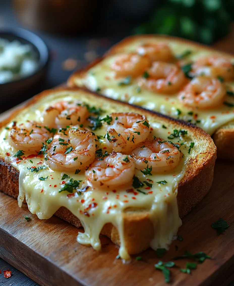 Welcome to a culinary journey that combines the classic comfort of a grilled cheese sandwich with the savory elegance of seafood. The Cheesy Garlic Shrimp Grilled Cheese Extravaganza is not just a sandwich; it's a flavor powerhouse that turns a simple dish into a gourmet experience. Imagine succulent shrimp sautéed in garlic butter, generously layered between slices of perfectly toasted sourdough bread, and enveloped in gooey, melted cheese. This dish is a celebration of textures and tastes, appealing to both seafood lovers and grilled cheese enthusiasts alike.