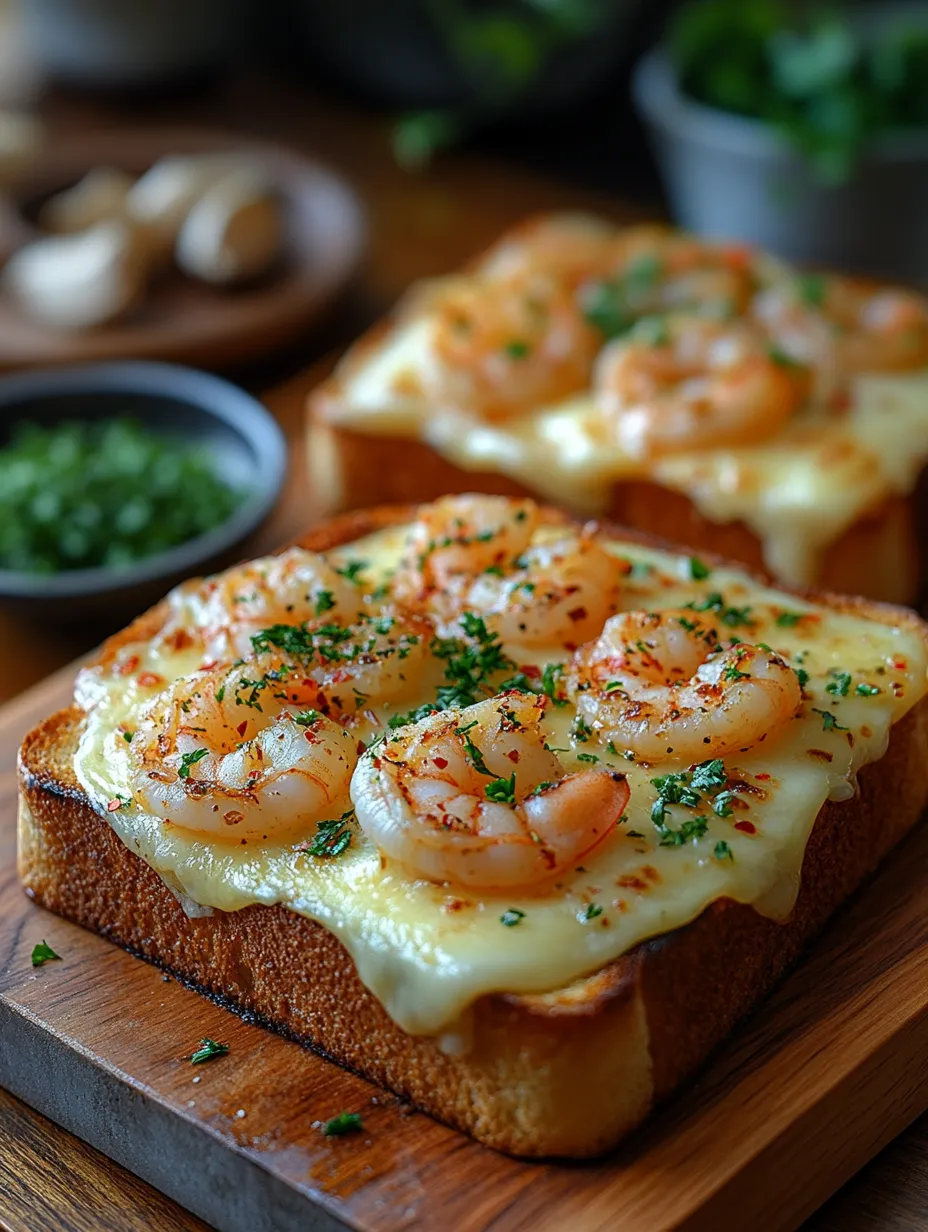 Welcome to a culinary journey that combines the classic comfort of a grilled cheese sandwich with the savory elegance of seafood. The Cheesy Garlic Shrimp Grilled Cheese Extravaganza is not just a sandwich; it's a flavor powerhouse that turns a simple dish into a gourmet experience. Imagine succulent shrimp sautéed in garlic butter, generously layered between slices of perfectly toasted sourdough bread, and enveloped in gooey, melted cheese. This dish is a celebration of textures and tastes, appealing to both seafood lovers and grilled cheese enthusiasts alike.