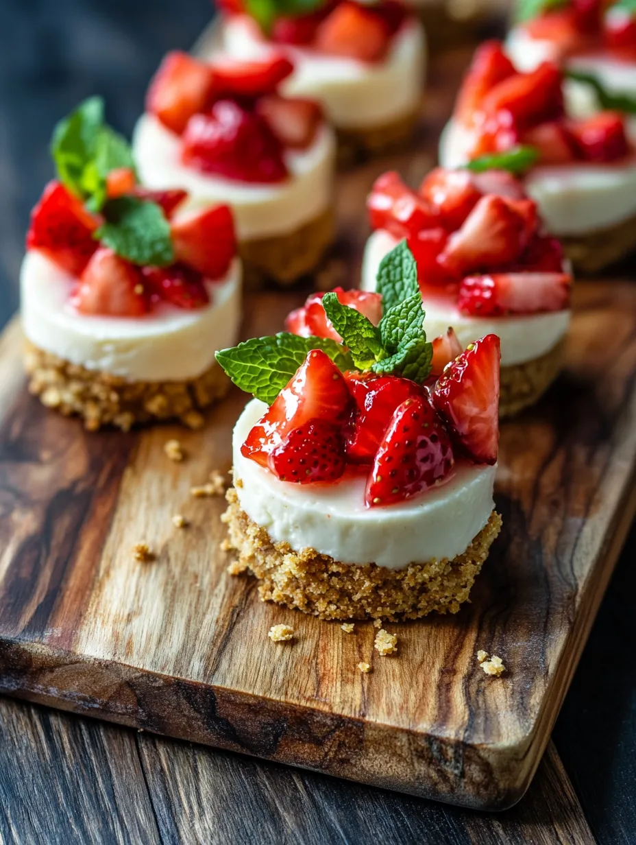 Explore the delightful world of desserts with our Mini Strawberry Crunch Cheesecake Bites. These bite-sized treats not only tantalize your taste buds but also provide a visually appealing presentation that is perfect for any occasion. Whether you're hosting a summer barbecue, celebrating a birthday, or simply indulging in a sweet craving, these mini cheesecakes are sure to impress. Their charming size makes them ideal for parties, potlucks, or just a special night in.