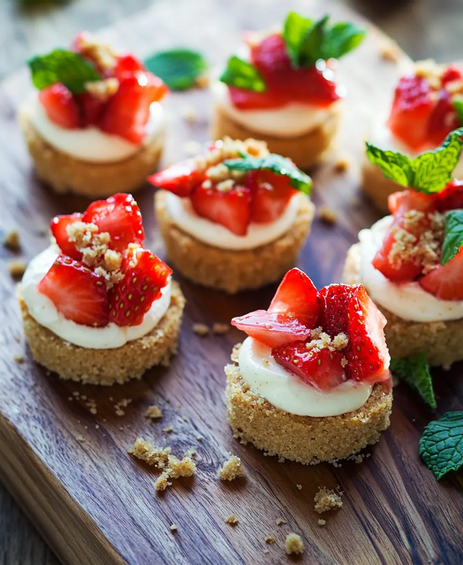 Explore the delightful world of desserts with our Mini Strawberry Crunch Cheesecake Bites. These bite-sized treats not only tantalize your taste buds but also provide a visually appealing presentation that is perfect for any occasion. Whether you're hosting a summer barbecue, celebrating a birthday, or simply indulging in a sweet craving, these mini cheesecakes are sure to impress. Their charming size makes them ideal for parties, potlucks, or just a special night in.