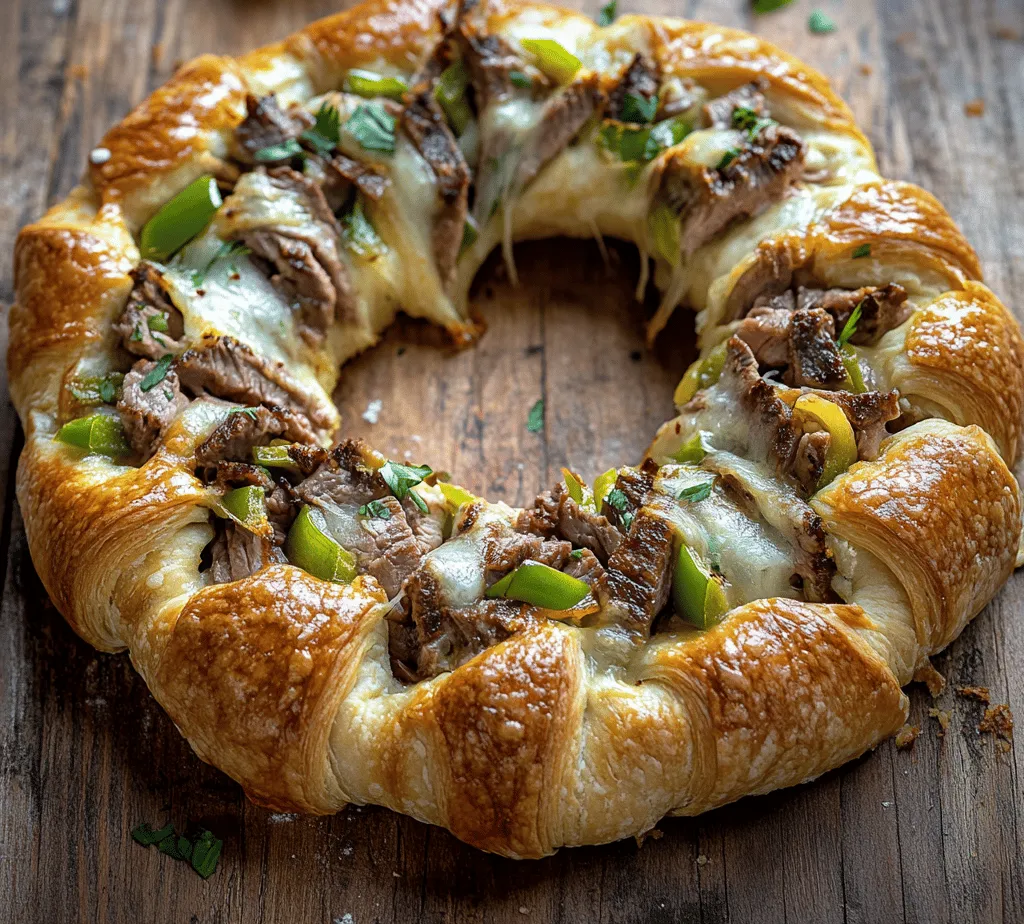 Comfort food has a special place in our hearts, and few dishes resonate as strongly as the Philly Cheesesteak. With its rich flavors and satisfying textures, it has earned its reputation as an American classic. Now, imagine transforming that iconic sandwich into a visually stunning and shareable feast: enter the Philly Cheesesteak Crescent Ring. This delightful recipe combines the traditional elements of a cheesesteak—tender ribeye steak, gooey cheeses, and sautéed vegetables—wrapped in the flaky embrace of crescent roll dough. Perfect for gatherings, family dinners, or even casual snacking, this crescent ring not only satisfies your hunger but also impresses your guests with its unique presentation and delicious flavors.