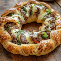 Comfort food has a special place in our hearts, and few dishes resonate as strongly as the Philly Cheesesteak. With its rich flavors and satisfying textures, it has earned its reputation as an American classic. Now, imagine transforming that iconic sandwich into a visually stunning and shareable feast: enter the Philly Cheesesteak Crescent Ring. This delightful recipe combines the traditional elements of a cheesesteak—tender ribeye steak, gooey cheeses, and sautéed vegetables—wrapped in the flaky embrace of crescent roll dough. Perfect for gatherings, family dinners, or even casual snacking, this crescent ring not only satisfies your hunger but also impresses your guests with its unique presentation and delicious flavors.