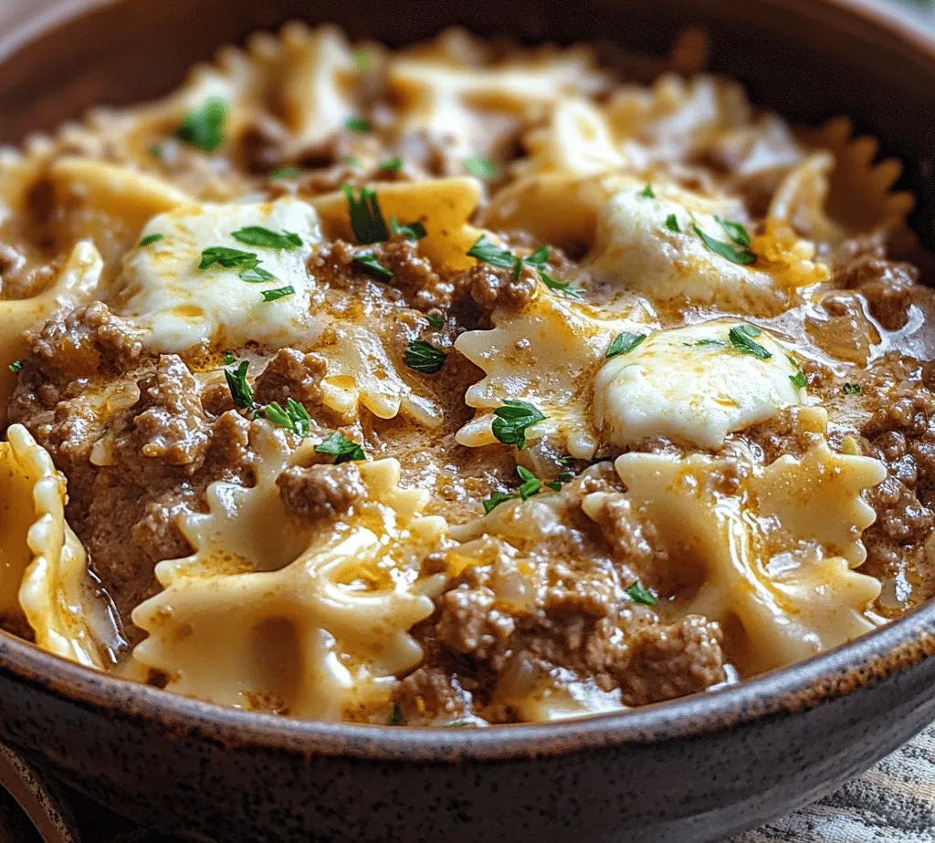 Creamy Beef and Bowtie Pasta is the epitome of comfort food, perfect for those busy weeknights when you need a satisfying meal that the whole family will love. This dish combines the rich, savory flavors of ground beef with the delightful texture of bowtie pasta, all enveloped in a creamy sauce that warms the heart and fills the belly. Every bite offers a balance of richness and flavor, making it an ideal choice for family gatherings, potlucks, or simply a cozy dinner at home.