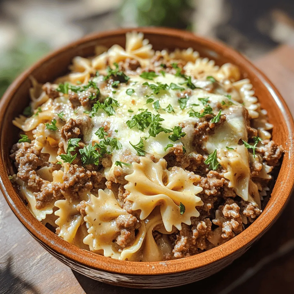 Creamy Beef and Bowtie Pasta is the epitome of comfort food, perfect for those busy weeknights when you need a satisfying meal that the whole family will love. This dish combines the rich, savory flavors of ground beef with the delightful texture of bowtie pasta, all enveloped in a creamy sauce that warms the heart and fills the belly. Every bite offers a balance of richness and flavor, making it an ideal choice for family gatherings, potlucks, or simply a cozy dinner at home.