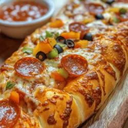 If you're on the hunt for a dish that combines comfort and flavor in one convenient package, look no further than the Tremendous Loaded Pepperoni Pizza Stromboli. This recipe is a culinary masterpiece that brings together the warm, gooey goodness of melted cheese, the savory bite of pepperoni, and the crunch of fresh vegetables, all enveloped in a perfectly baked crust. Whether you're planning a family dinner, gearing up for game night, or simply craving a filling meal, this Stromboli is the ideal choice for any occasion. Its shareable nature makes it not just a meal, but a social experience that brings people together around the table.