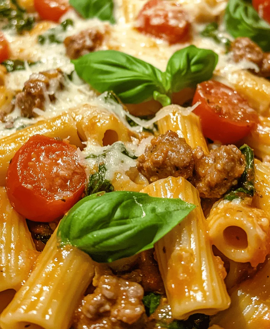 If you're in search of a comforting and delicious pasta dish that effortlessly combines rich flavors with fresh ingredients, look no further than Creamy Sausage Rigatoni with Spinach and Tomatoes. This dish is not only a feast for the taste buds but also a visual delight, with vibrant colors from the fresh spinach and cherry tomatoes. The creamy sauce envelops every piece of rigatoni, creating a satisfying meal that is sure to please family and friends alike.