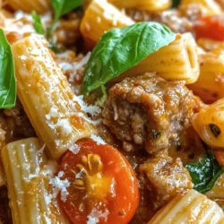 If you're in search of a comforting and delicious pasta dish that effortlessly combines rich flavors with fresh ingredients, look no further than Creamy Sausage Rigatoni with Spinach and Tomatoes. This dish is not only a feast for the taste buds but also a visual delight, with vibrant colors from the fresh spinach and cherry tomatoes. The creamy sauce envelops every piece of rigatoni, creating a satisfying meal that is sure to please family and friends alike.