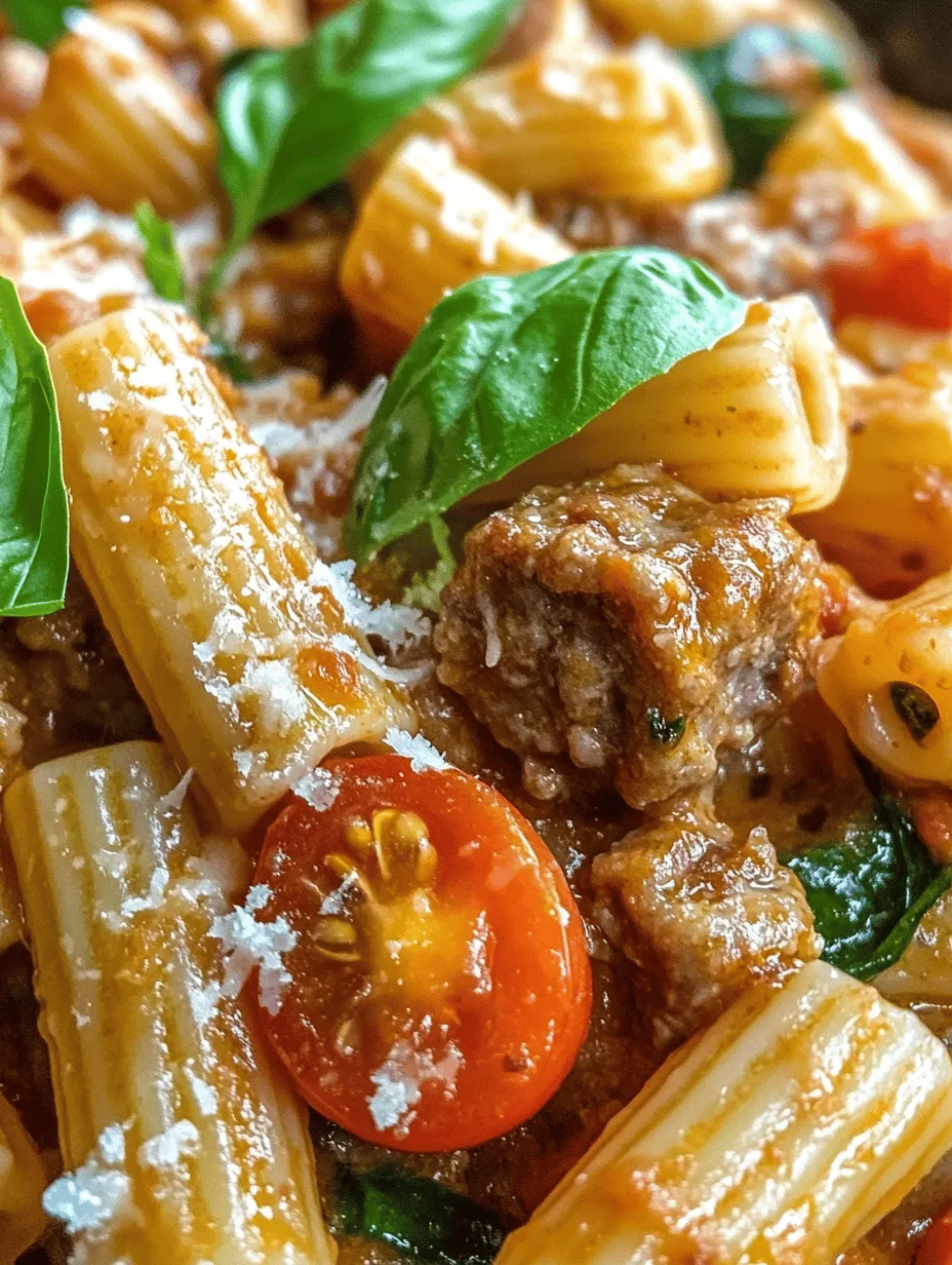 If you're in search of a comforting and delicious pasta dish that effortlessly combines rich flavors with fresh ingredients, look no further than Creamy Sausage Rigatoni with Spinach and Tomatoes. This dish is not only a feast for the taste buds but also a visual delight, with vibrant colors from the fresh spinach and cherry tomatoes. The creamy sauce envelops every piece of rigatoni, creating a satisfying meal that is sure to please family and friends alike.