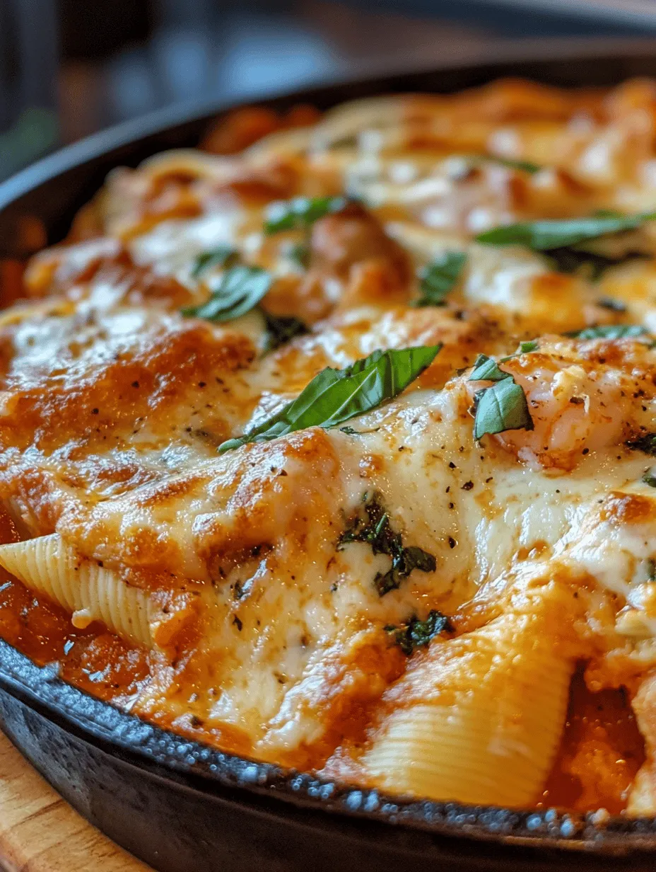 If you're searching for a dish that perfectly balances romance and comfort, look no further than the Marry Me Chicken & Shrimp Stuffed Shells. This delightful recipe combines succulent chicken, tender shrimp, and a medley of creamy cheeses, all nestled within large jumbo pasta shells and topped with a rich marinara sauce. Ideal for special occasions, date nights, or simply to impress your family, this dish is sure to leave a lasting impression. The harmonious blend of flavors and textures makes it a standout on any dinner table, appealing to both seafood lovers and chicken enthusiasts alike.