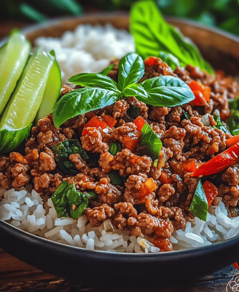 Spicy Thai Basil Beef is more than just a meal; it is a delightful representation of Thai culinary traditions. The dish features tender ground beef stir-fried with fresh Thai basil, aromatic garlic, and shallots, all brought together by a savory blend of sauces. The result is a dish that tantalizes the taste buds with layers of flavor, making it an excellent choice for busy weeknights when you want something delicious without spending hours in the kitchen.