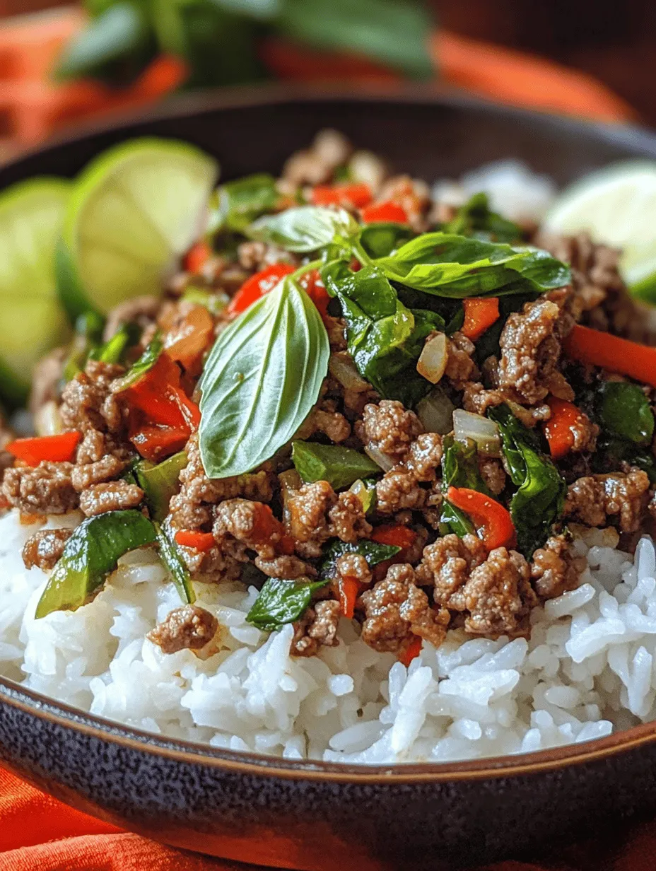 Spicy Thai Basil Beef is more than just a meal; it is a delightful representation of Thai culinary traditions. The dish features tender ground beef stir-fried with fresh Thai basil, aromatic garlic, and shallots, all brought together by a savory blend of sauces. The result is a dish that tantalizes the taste buds with layers of flavor, making it an excellent choice for busy weeknights when you want something delicious without spending hours in the kitchen.