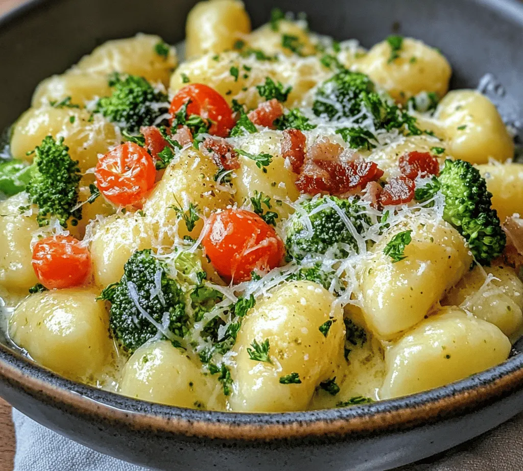 If you’re searching for a dish that embodies comfort while delivering a burst of flavor, look no further than Cheesy Bliss: Boursin, Bacon & Broccoli Gnocchi. This delightful recipe combines creamy Boursin cheese with crispy bacon and vibrant broccoli, creating a meal that is both hearty and satisfying. The richness of the creamy cheese perfectly complements the salty, savory notes of the bacon, while the broccoli adds a fresh and healthy element to the dish.