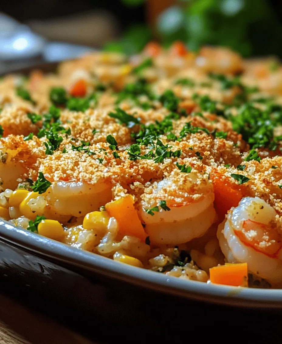 If you're looking for a dish that perfectly balances comfort and sophistication, look no further than Baked Shrimp Casserole with Buttery Crumb Topping. This delightful casserole is not only a crowd-pleaser but also an impressive centerpiece for any family gathering or dinner party. The combination of plump, succulent shrimp nestled in a creamy, flavorful base, topped with a golden, buttery crumb topping, creates a dish that is as visually appealing as it is delicious.