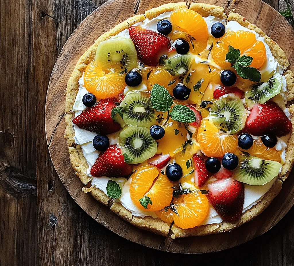 The concept of fruity pizzas is not a recent phenomenon; it has evolved over the years into a beloved dessert option that sparks creativity in the kitchen. The origin of the fruity pizza can be traced back to the tradition of using cookie or pastry bases topped with sweet ingredients, often featuring fresh fruits, which had been popularized in various forms globally. Over time, this concept has transformed into the Fruity Delight Pizza we know today, where the focus is on showcasing fresh, colorful fruits arranged artistically on a sweet, creamy foundation.