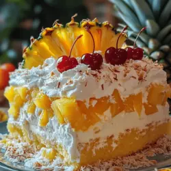 Pineapple Heaven Cake is not just a dessert; it is a slice of sunshine on your plate. Its origins can be traced back to various tropical regions where fresh fruits are abundant and often inspire local cuisines. This cake embodies the spirit of tropical desserts, where the combination of fruit and light cake creates a refreshing and satisfying experience.