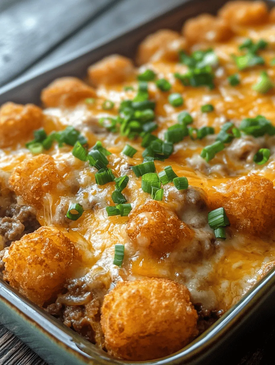 Comfort food holds a special place in our hearts and kitchens. It evokes warm memories of family gatherings, potlucks, and cozy nights in. Among the myriad of comfort foods, casseroles shine brightly for their versatility and ease of preparation. One such delightful dish is the Tater Tot Delight Casserole. With its golden, crispy tater tots topping a savory medley of ground meat, creamy soup, and melted cheese, this casserole promises to satisfy both adults and children alike.