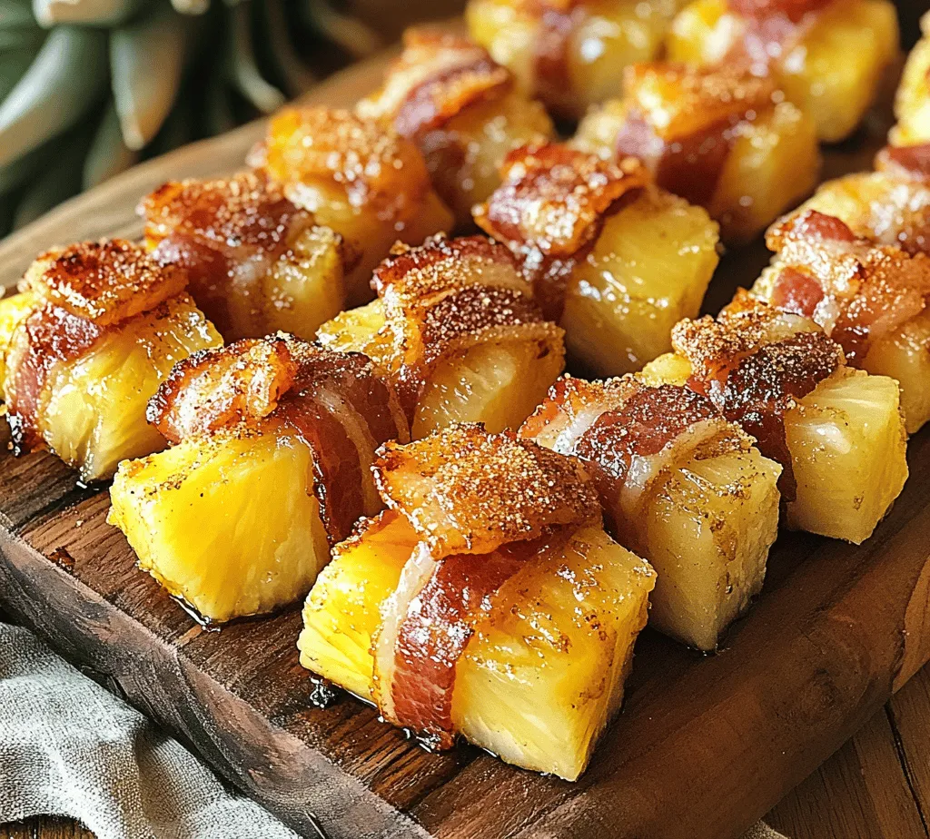 When it comes to tantalizing appetizers, few dishes can compete with the delightful contrast of flavors presented by sizzling bacon-wrapped pineapple bites. This recipe offers an irresistible blend of sweet juiciness from fresh pineapple and the smoky, savory crunch of bacon, creating a mouthwatering experience that is sure to impress your guests. Whether you’re hosting a festive gathering, a casual barbecue, or simply enjoying a cozy night in, these bites are a perfect addition to your culinary repertoire.