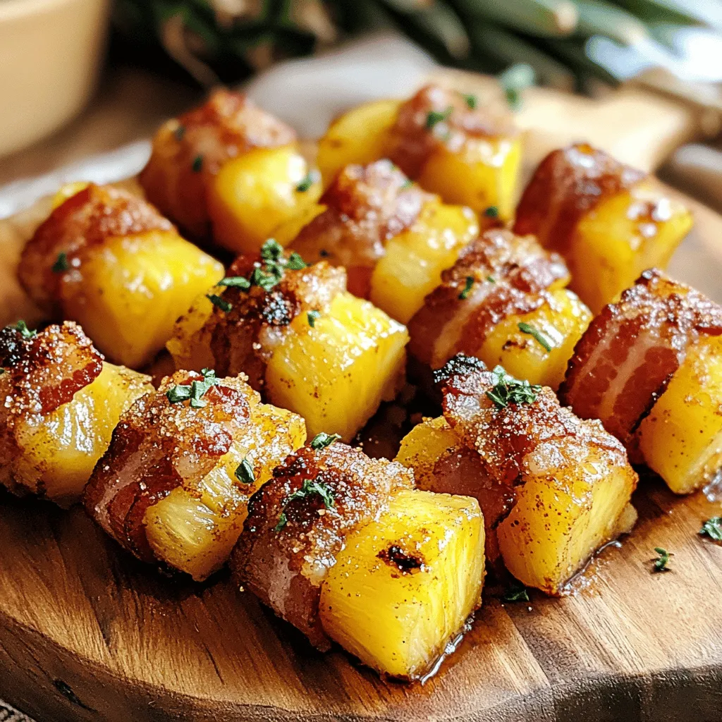 When it comes to tantalizing appetizers, few dishes can compete with the delightful contrast of flavors presented by sizzling bacon-wrapped pineapple bites. This recipe offers an irresistible blend of sweet juiciness from fresh pineapple and the smoky, savory crunch of bacon, creating a mouthwatering experience that is sure to impress your guests. Whether you’re hosting a festive gathering, a casual barbecue, or simply enjoying a cozy night in, these bites are a perfect addition to your culinary repertoire.