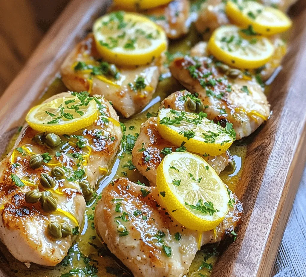 1. <strong>Pound the Chicken</strong>: Begin by placing each chicken breast between two sheets of plastic wrap or parchment paper. Using a meat mallet or rolling pin, gently pound the chicken to an even thickness of about 1/2 inch. This step is crucial, as it ensures even cooking and tenderizes the meat.” /></p>
</p>
<h3>Making the Sauce</h3>
</p>
<p>To elevate your Chicken Scallopini, the sauce is a crucial component that can transform the dish from ordinary to extraordinary. The process begins after you’ve browned the chicken, leaving behind those flavorful brown bits in the pan—this is where the magic happens.</p>
</p>
<h4>Importance of Deglazing the Pan</h4>
</p>
<p>Deglazing involves adding liquid to the hot pan to lift those browned bits, known as fond, off the bottom. This technique infuses the sauce with rich flavors that are essential for a well-rounded dish. After removing the chicken from the pan, add a splash of white wine or chicken broth over medium heat. Gently scrape the bottom of the pan with a wooden spoon to release the fond, stirring until the liquid has reduced slightly. This not only enhances the flavor but also adds depth and complexity to your piccata sauce.</p>
</p>
<h4>Balancing Acidity and Flavor</h4>
</p>
<p>Next, you’ll want to develop the flavor profile of your sauce. Piccata sauce is renowned for its bright acidity, which comes primarily from lemon juice. Start by adding freshly squeezed lemon juice—approximately two tablespoons will do. The acidity should complement the richness of the chicken and the buttery notes of the sauce. Taste as you go; if the sauce feels too tart, you can balance it with a touch of honey or sugar, which will round out the flavors without overpowering the dish.</p>
</p>
<h3>Adding Capers</h3>
</p>
<p>Capers are the hallmark of a classic piccata sauce, lending a unique briny flavor that pairs beautifully with chicken. Timing is essential when adding capers to ensure they maintain their distinct taste and texture.</p>
</p>
<h4>Importance of Timing When Adding Capers</h4>
</p>
<p>Once you’ve created a flavorful base for your sauce, stir in about two tablespoons of rinsed capers. Adding them towards the end of the cooking process allows their flavor to infuse into the sauce without becoming mushy. Allow the capers to heat through for a minute or two, releasing their briny essence into the sauce.</p>
</p>
<h4>Tips on Adjusting the Sauce to Personal Taste</h4>
</p>
<p>Feel free to adjust the sauce to your liking. If you prefer a creamier texture, whisk in a few tablespoons of heavy cream or a pat of butter at the end. If you enjoy an extra kick, consider adding a dash of red pepper flakes for a hint of heat. Always remember to taste the sauce before serving; this will guide you in making any final adjustments.</p>
</p>
<h3>Finishing Touch</h3>
</p>
<p>Presentation matters, especially when serving a dish like Chicken Scallopini. The finishing touches can make your meal visually appealing and elevate the dining experience.</p>
</p>
<h4>Techniques for Plating and Presentation</h4>
</p>
<p>Begin by placing a serving of chicken on a plate, then drizzle the piccata sauce generously over the top. To add color and freshness, garnish with freshly chopped parsley or a few lemon slices. For an extra touch, serve with a wedge of lemon on the side, allowing guests to add more acidity as they desire.</p>
</p>
<h4>Suggestions for Seasoning Adjustments</h4>
</p>
<p>While the sauce is delicious as is, consider personal preferences and dietary needs. For instance, some may prefer a saltier sauce; in this case, a sprinkle of sea salt can enhance the overall flavor. Alternatively, for those watching their sodium intake, consider using low-sodium broth to control the saltiness of the dish.</p>
</p>
<h3>Serving Suggestions</h3>
</p>
<p>Choosing the right side dishes and beverages can enhance your Chicken Scallopini experience.</p>
</p>
<h4>Ideas for Side Dishes</h4>
</p>
<p>For a well-rounded meal, consider pairing Chicken Scallopini with sides that complement its bright flavor. Garlic mashed potatoes or creamy polenta make excellent companions, providing a comforting base to soak up the piccata sauce. Steamed asparagus or sautéed green beans add a vibrant color and a fresh crunch, while a simple arugula salad dressed in lemon vinaigrette can balance the richness of the chicken.</p>
</p>
<h4>Recommendations for Pairing with Wines or Beverages</h4>
</p>
<p>When it comes to beverage pairings, a crisp white wine, such as Sauvignon Blanc or Pinot Grigio, works beautifully with the acidity of the piccata sauce. If you prefer non-alcoholic options, try sparkling water with a splash of lemon or a refreshing iced tea.</p>
</p>
<h4>Creative Serving Ideas for Different Occasions</h4>
</p>
<p>Chicken Scallopini is versatile enough for a casual weeknight dinner or a more formal gathering. For a relaxed setting, serve the dish family-style on a large platter, allowing everyone to help themselves. For special occasions, consider elevating the meal with elegant plating, perhaps accompanied by a charcuterie board featuring artisanal cheeses and cured meats to start.</p>
</p>
<h3>Nutritional Information</h3>
</p>
<p>Understanding the nutritional profile of your dish can help you enjoy it responsibly.</p>
</p>
<h4>Overview of Nutritional Benefits</h4>
</p>
<p>Chicken breast is a lean protein that offers numerous health benefits. It’s low in fat, high in protein, and provides essential vitamins and minerals such as B vitamins and selenium. When paired with the nutrient-rich ingredients in the piccata sauce like lemon and capers, this dish is not only delicious but also nutritious.</p>
</p>
<h4>Discussion on Balancing This Dish Within a Healthy Diet</h4>
</p>
<p>While Chicken Scallopini is a healthy option, balancing it within your diet is key. Pairing it with whole grains like quinoa or brown rice can help increase fiber intake, promoting satiety. It’s also wise to watch portion sizes, especially with rich sauces, to maintain a balanced diet.</p>
</p>
<h4>Tips for Making the Recipe Even Healthier, If Desired</h4>
</p>
<p>If you wish to lighten the dish further, consider making a few adjustments. Use skinless chicken thighs instead of breasts for added flavor without significantly increasing fat content. You can also reduce the amount of butter in the sauce or substitute with olive oil for a heart-healthy fat.</p>
</p>
<h3>Variations and Substitutions</h3>
</p>
<p>Adapting recipes to fit dietary preferences or restrictions can be simple and rewarding.</p>
</p>
<h4>Suggestions for Alternative Proteins</h4>
</p>
<p>While chicken is the star of this dish, you can explore other proteins for a delicious twist. Turkey cutlets can serve as a lean alternative, while pork tenderloin offers a different flavor profile that pairs well with the piccata sauce. For a vegetarian option, consider using eggplant or tofu cutlets, which can be seasoned similarly and provide a satisfying texture.</p>
</p>
<h4>Ideas for Flavor Variations</h4>
</p>
<p>To create a unique take on Chicken Scallopini, get creative with the flavor profile. Adding fresh herbs like thyme or rosemary can introduce new aromatic elements. For spice lovers, consider experimenting with different pepper varieties or even a splash of hot sauce to the piccata sauce for a flavorful kick.</p>
</p>
<h4>Guidance on Modifying the Recipe for Dietary Restrictions</h4>
</p>
<p>If you’re cooking for someone with dietary restrictions, modifications can be made easily. For gluten-free options, ensure that your broth and any pre-packaged ingredients are certified gluten-free. For dairy-free variations, substitute butter with a plant-based alternative, and omit any creamy elements in the sauce.</p>
</p>
<h3>Conclusion</h3>
</p>
<p>Chicken Scallopini with Easy Piccata Sauce is a dish that embodies both simplicity and sophistication, making it a fantastic option for any home cook. Its bright, tangy flavors and tender chicken create an inviting meal that can easily impress family and friends.</p>
</p>
<p>As you embark on the journey of making this dish, remember to enjoy the process of cooking. The joy of homemade meals lies not only in the final product but also in the love and care you put into each step. We encourage you to try this Chicken Scallopini recipe, experiment with your variations, and share the delightful results with your loved ones. Happy cooking!</p>
</div>