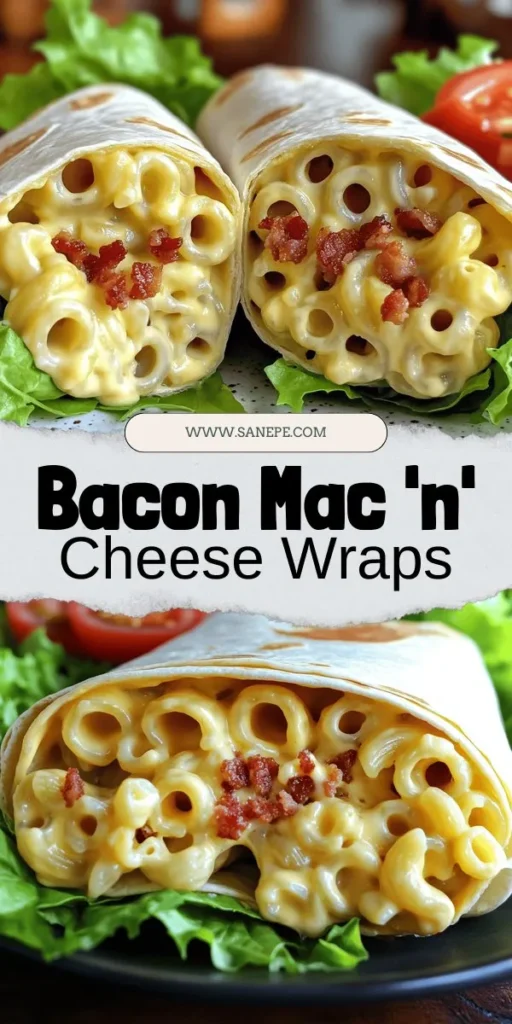 Indulge in the ultimate comfort food with our Bacon Mac 'n' Cheese Burger Wrap! Combining creamy macaroni and cheese, crispy bacon, and a juicy burger all wrapped in a soft tortilla, this dish is perfect for any occasion. Easy to prepare and family-friendly, it's a fun way to enjoy your favorite flavors. Don't miss out on this delicious fusion idea. Click through for the step-by-step recipe and create your own tasty wraps today!