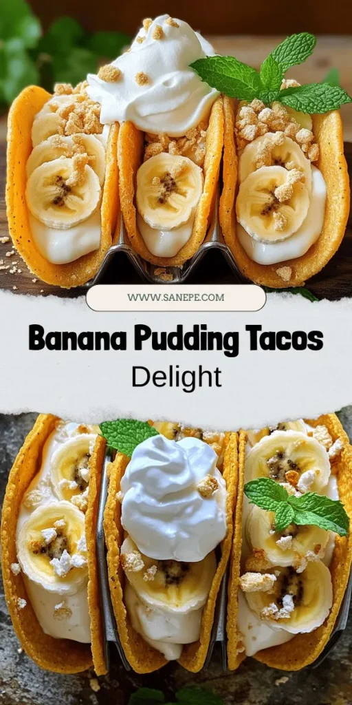 Indulge in a culinary adventure with Banana Pudding Tacos, a delightful fusion dessert that transforms your favorite banana pudding into a fun, hand-held treat. This recipe combines crispy taco shells with creamy banana pudding, ripe bananas, and a light whipped cream topping for a burst of flavor and texture. Perfect for gatherings or a cozy night in, these tacos are as simple to make as they are delicious. Click through to discover the step-by-step guide and make your own!