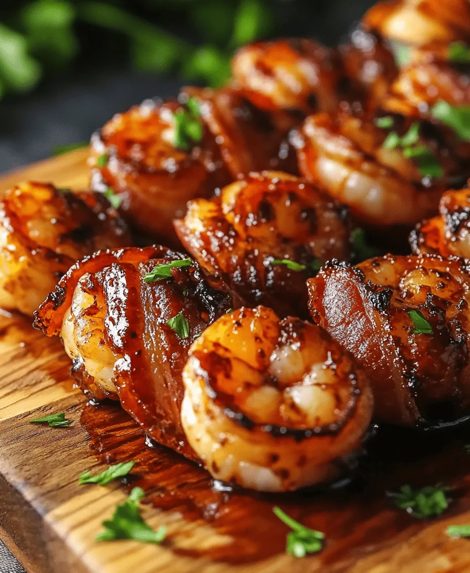 The origins of BBQ Bacon Wrapped Shrimp can be traced back to the growing trend of combining flavors in innovative ways. The classic pairing of bacon and shrimp has roots in various cuisines, particularly in Southern cooking, where barbecue is a cherished tradition. This dish exemplifies the creativity of home cooks and professional chefs alike, who seek to elevate traditional recipes by adding unique twists. Whether served as an appetizer at a summer barbecue or as part of an elegant dinner party, BBQ Bacon Wrapped Shrimp is sure to impress and satisfy.