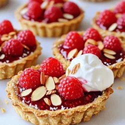 Baking is not just about putting ingredients together; it’s a delightful journey that engages all our senses. Among the many treats that can be crafted in the kitchen, mini raspberry almond tarts stand out as a perfect blend of flavors and textures. These charming little desserts feature a buttery, crumbly almond crust filled with a luscious mixture of tart raspberries and subtle sweetness. Each bite is a symphony of flavors: the nuttiness of almond flour harmonizes beautifully with the tangy burst of fresh raspberries, while a dusting of powdered sugar adds a delicate sweetness that elevates the entire experience.