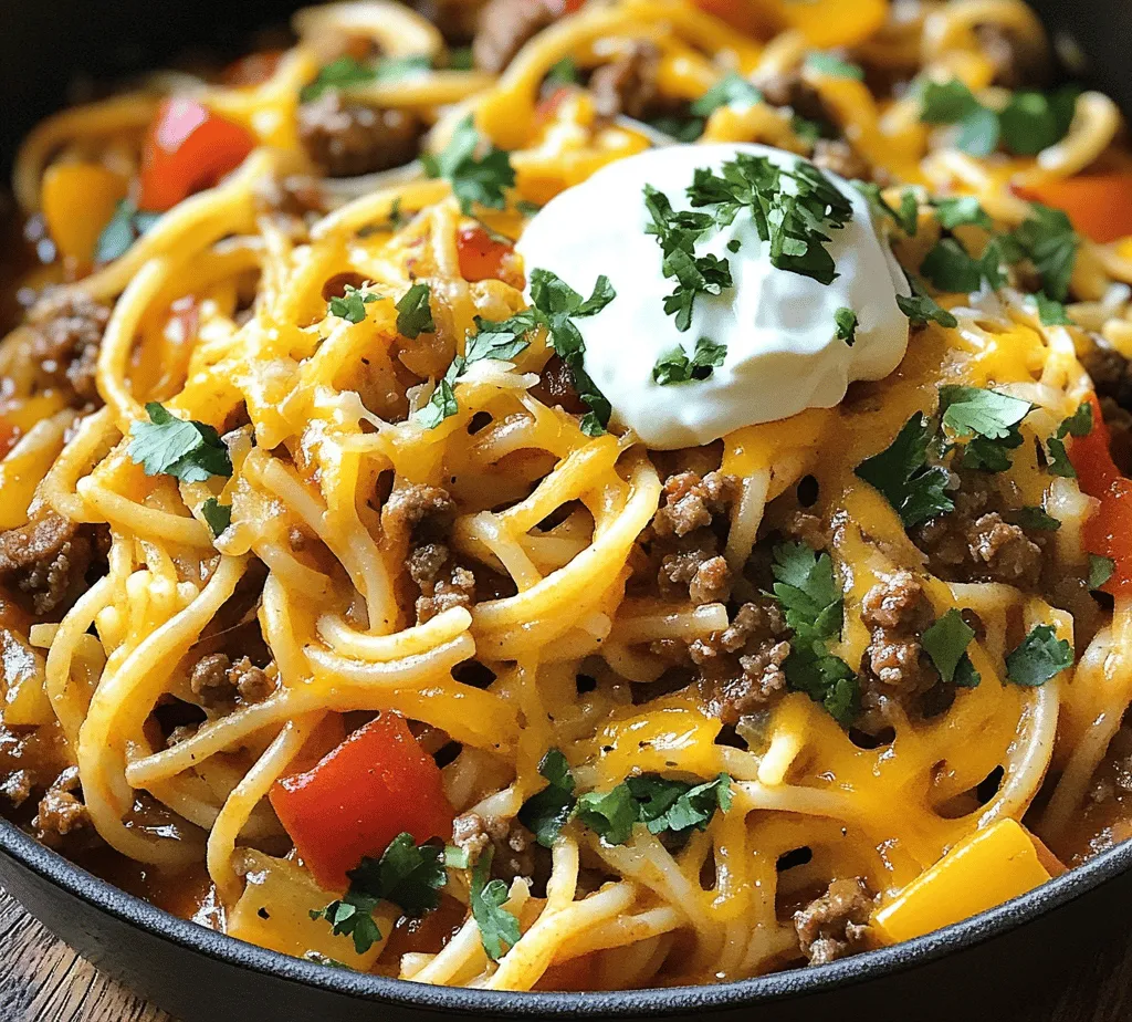 In our fast-paced lives, finding time to prepare a nutritious and delicious meal can often feel like an uphill battle. That’s where the Taco-Spiced One Pot Spaghetti comes to the rescue—a perfect solution for busy weeknights that combines convenience with flavor. This dish is not just another spaghetti recipe; it uniquely blends the bold tastes of taco seasoning with the comforting familiarity of spaghetti, creating a delightful fusion of Italian and Mexican cuisines. Imagine the hearty, savory notes of tacos merged with the satisfying texture of pasta, all cooked in a single pot for minimal cleanup. It’s a win-win for anyone looking to serve up a quick, appetizing dinner without the fuss.