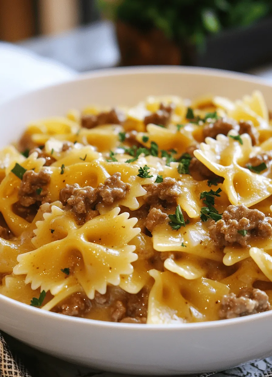 Creamy Beef and Bowtie Pasta is the epitome of a comforting, indulgent meal that brings warmth and satisfaction to the dinner table. This dish combines the hearty essence of ground beef with the delightful texture of bowtie pasta, all enveloped in a rich, creamy sauce. Whether you’re navigating a busy weeknight or preparing for a special family gathering, this recipe serves as a perfect solution.