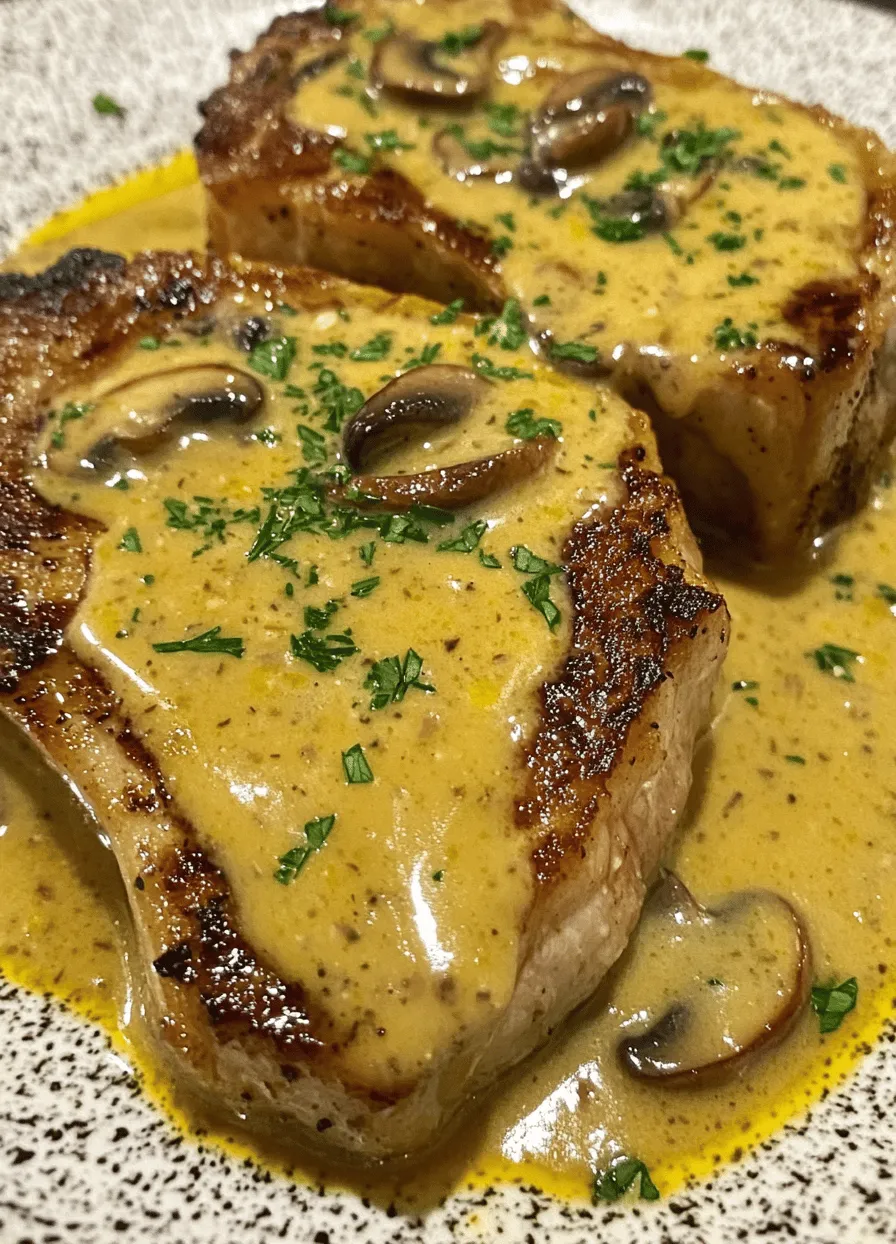 Savory Pork Chops with Creamy Mushroom Gravy is a dish that embodies comfort and indulgence, perfect for family dinners or special occasions. This dish features succulent, bone-in pork chops seared to perfection, then smothered in a rich, creamy mushroom gravy that elevates the meal to a whole new level. The combination of flavors and textures makes this recipe not only satisfying but also a favorite among home cooks looking to create a comforting yet elegant dining experience.