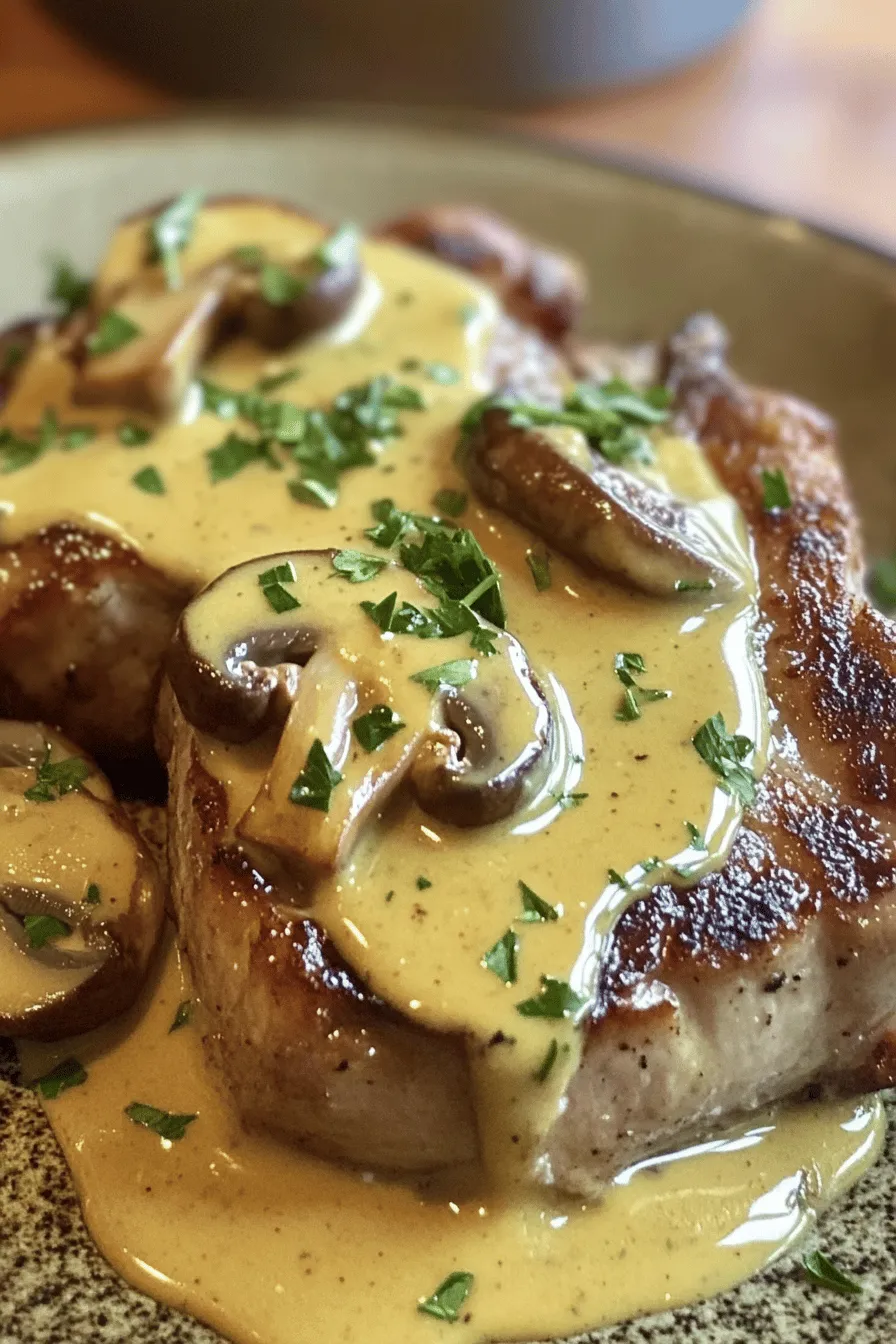 Savory Pork Chops with Creamy Mushroom Gravy is a dish that embodies comfort and indulgence, perfect for family dinners or special occasions. This dish features succulent, bone-in pork chops seared to perfection, then smothered in a rich, creamy mushroom gravy that elevates the meal to a whole new level. The combination of flavors and textures makes this recipe not only satisfying but also a favorite among home cooks looking to create a comforting yet elegant dining experience.