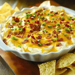 What sets Sizzling Bacon Cheesy Delight apart from other cheesy dips is its harmonious blend of flavors and textures. Imagine dipping crispy tortilla chips or fresh veggies into a warm, cheesy concoction that is both creamy and slightly smoky, thanks to the addition of crispy bacon. The richness of cream cheese and sour cream provides a velvety base, while the sharpness of cheddar cheese balances it perfectly. The addition of green onions not only enhances the dip's flavor but also adds a refreshing crunch that elevates every bite.