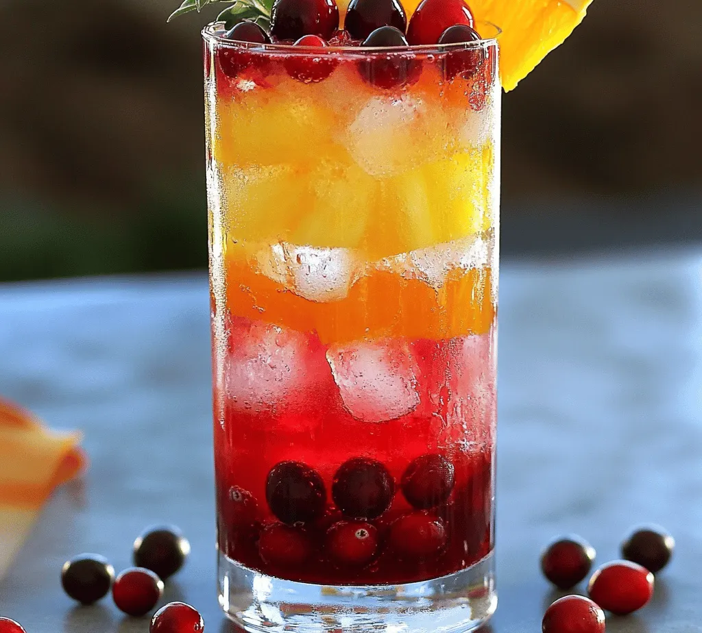 In recent years, the world of beverages has shifted significantly, with an increasing focus on non-alcoholic options that cater to all tastes and occasions. The Cranberry Sunrise Mocktail stands out in this vibrant realm, offering a refreshing and visually stunning alternative to traditional cocktails. This delightful drink combines the tartness of cranberry juice with the sweetness of orange and pineapple juices, creating a symphony of flavors that tantalizes the taste buds. Topped off with a fizzy sparkle, the mocktail is perfect for a wide array of occasions—be it a lively gathering, a relaxing brunch with friends, or an intimate evening at home.