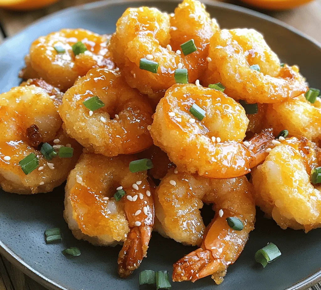 Crispy Orange Shrimp is a delightful dish that expertly combines a crunchy texture with the refreshing and zesty flavor of orange. This recipe is not just a feast for the palate; it also brings a vibrant burst of color to your plate, making it an eye-catching addition to any meal. Whether you're serving it as an appetizer, a main course, or a party snack, this dish is sure to impress your guests and tantalize your taste buds.