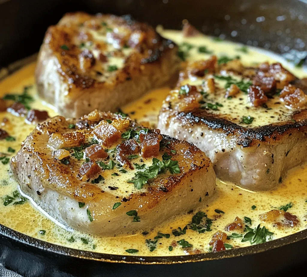 If you're on the hunt for a dish that embodies comfort and sophistication, look no further than Sizzling Pork Chops with Creamy Bacon Bliss. This recipe masterfully blends the savory flavors of perfectly seared pork chops with a rich, velvety sauce that features the unmistakable taste of bacon. It's a dish that promises to impress at family dinners or special occasions, with each bite offering a delightful explosion of taste and texture.