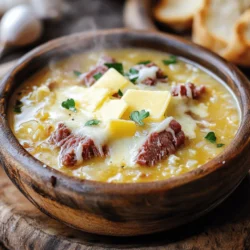 Cheesy Keto Reuben Soup is a delightful fusion that brings together the beloved flavors of a traditional Reuben sandwich in a warm, comforting soup. This innovative recipe captures the essence of the classic sandwich—corned beef, Swiss cheese, sauerkraut, and a creamy base—while adhering to the principles of a ketogenic diet. With a focus on low-carb and high-fat ingredients, this soup not only satisfies cravings for hearty comfort food but also aligns perfectly with the dietary needs of health-conscious individuals and those following a keto lifestyle.