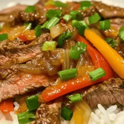 Sizzling Pepper Steak Stir-Fry is a vibrant and savory dish that brings together tender flank steak, colorful bell peppers, and a medley of aromatic spices. This dish is not only a feast for the eyes but also a delight for the palate, making it an ideal choice for busy weeknights or special occasions. The appeal of this dish lies in its quick cooking time, allowing you to whip up an impressive meal in a matter of minutes.