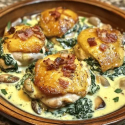 Smothered Chicken with Creamed Spinach, Bacon, and Mushrooms: A Hearty Delight