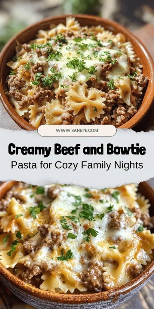 Indulge in the comforting flavors of Creamy Beef and Bowtie Pasta! This delightful recipe combines ground beef, bowtie pasta, and a rich, creamy sauce, making it perfect for busy weeknights or family gatherings. With easy prep steps and nutrient-packed ingredients, every bite will warm your heart. Elevate your dinner with this creamy, satisfying dish that’s sure to impress! Try it tonight! #ComfortFood #PastaRecipes #FamilyDinner #Foodie #Yummy #QuickMeals #CreamyPasta