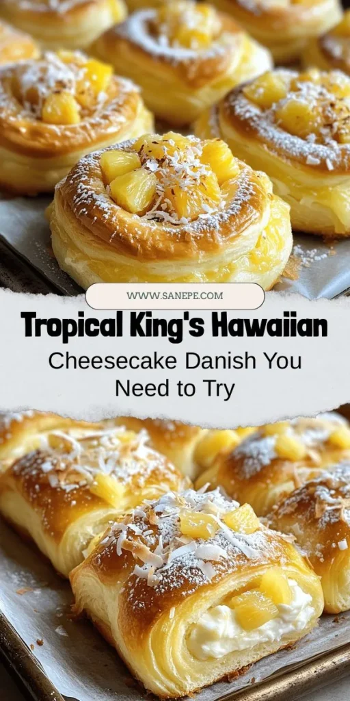 Discover the tropical flavors of the King's Hawaiian Cheesecake Danish! This delightful pastry combines the creamy goodness of cheesecake with the sweetness of King's Hawaiian Sweet Bread Rolls, making it perfect for breakfast, brunch, or dessert. With fresh pineapple and shredded coconut, each bite is a little piece of paradise. Treat yourself and impress your guests with this easy and delicious recipe! #Baking #Dessert #Cheesecake #Hawaiian #BrunchRecipes #TropicalFlavors