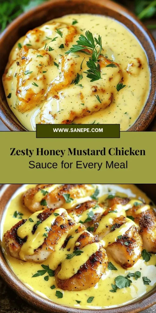 Elevate your meals with this Zesty Honey Mustard Chicken Dipping Sauce! This easy-to-make condiment blends sweet honey, flavorful Dijon mustard, and a hint of smokiness for the perfect dipping experience. Enjoy with chicken tenders, fresh veggies, or even pretzels. With simple ingredients like mayo, vinegar, and spices, you’ll love how quickly it comes together. Make every bite a delicious adventure! #DippingSauce #HoneyMustard #ChickenDip #EasyRecipes #HomemadeSauce