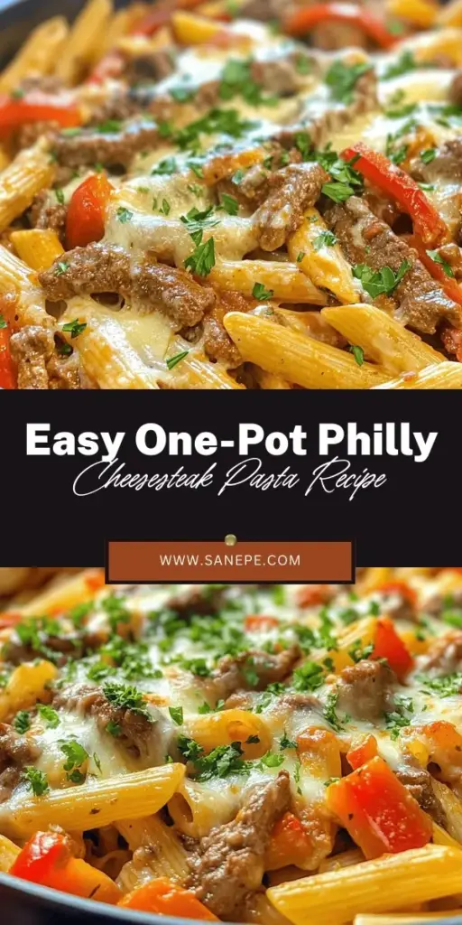 Savor the incredible flavors of One-Pot Philly Cheesesteak Pasta, where the beloved cheesesteak meets comforting pasta! This hearty dish combines tender steak, sautéed onions, and sweet bell peppers in a creamy, cheesy sauce—all made in just one pot! Perfect for busy weeknights, this meal not only satisfies cravings but also brings nostalgia to the table. Try it tonight for a delicious and easy dinner! #PastaRecipe #Cheesesteak #OnePotMeals #DinnerIdeas #ComfortFood