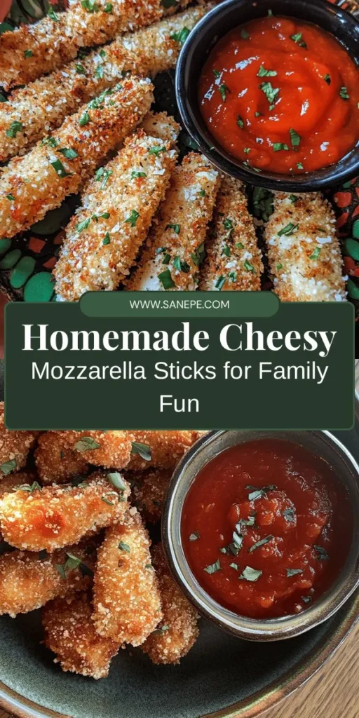 Create your family’s new favorite snack with this easy recipe for Cheesy Kid’s Delight Mozzarella Sticks! With gooey cheese and crispy coating, these homemade treats are not only tastier than store-bought versions but also healthier. Get your kids involved in the kitchen for a fun bonding experience. Serve with marinara for dipping, and watch them disappear at movie nights and gatherings. #MozzarellaSticks #HomemadeSnacks #FamilyFun #KidsCooking #DeliciousTreats