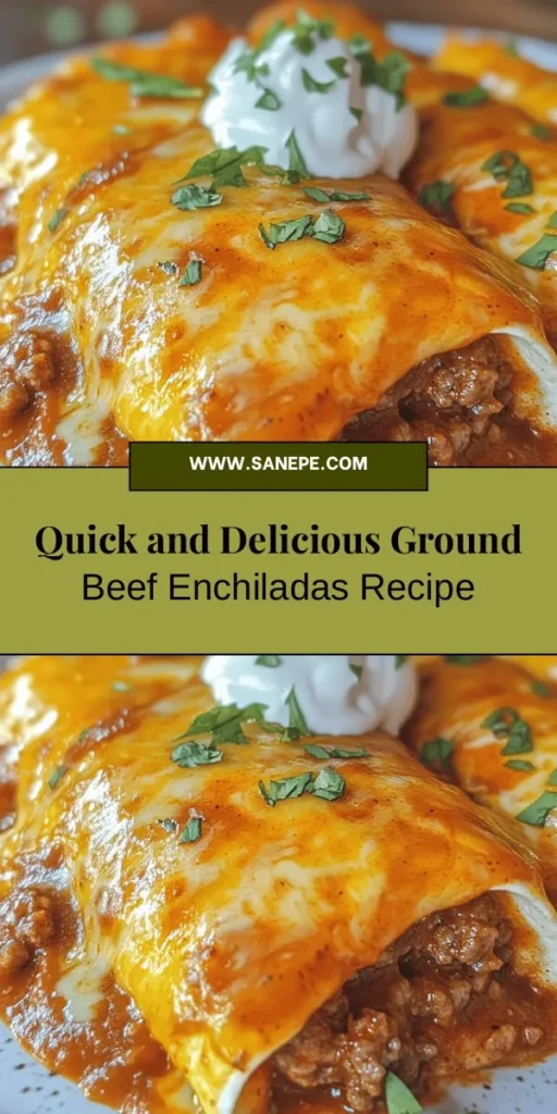 Elevate your weeknight dinners with this quick and delicious Savory Speedy Ground Beef Enchiladas recipe! Packed with rich flavors, warm tortillas, and customizable fillings, these enchiladas are perfect for busy families and gatherings. Whether you prefer them spicy, cheesy, or vegetarian, you can tailor them to suit everyone's taste. Gather your loved ones and enjoy a hearty meal that's easy to make and sure to impress! #Enchiladas #MexicanCuisine #ComfortFood #QuickRecipes #DinnerIdeas #FamilyMeals #EasyCooking #YummyFood