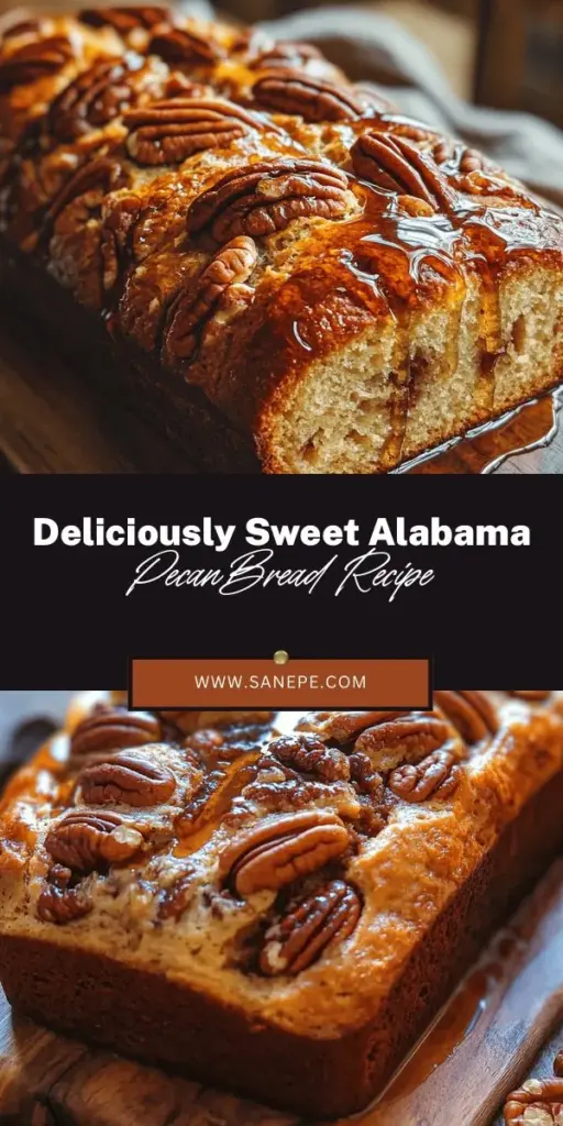 Discover the taste of the South with Sweet Alabama Pecan Bread! This moist and flavorful loaf, packed with toasted pecans and warm spices, is perfect for breakfast, brunch, or as a sweet treat. Each bite celebrates the rich culinary traditions of Alabama, combining nutty goodness with a tender texture. Easy to make and customizable, it’s a delightful addition to any gathering. Try this recipe and embrace Southern hospitality! #PecanBread #SouthernCooking #Baking #ComfortFood #RecipeInspiration #Foodie