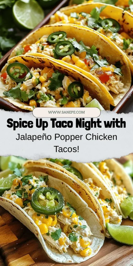 Discover the mouthwatering fusion of flavors with Jalapeño Popper Chicken Tacos! This delicious recipe combines spicy, creamy jalapeños with juicy chicken and a satisfying taco crunch. Perfect for family dinners or gatherings, these tacos are customizable to fit any preference. Get ready to impress your guests with this easy-to-make dish that brings comfort and excitement to your table. Try it out today and enjoy a burst of flavor! #Tacos #FusionCuisine #SpicyFood #JalapenoPopper #EasyRecipes #DinnerIdeas