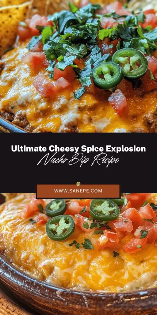 Get ready to elevate your next gathering with the Cheesy Spice Explosion Nacho Dip! This flavor-packed dip combines creamy cheeses with a zesty mix of spices, making it the ultimate crowd-pleaser. Easy to prepare and sure to impress, this dip is perfect for game day, parties, or movie nights. Serve it hot with sturdy tortilla chips and enjoy the explosion of cheesy goodness! #NachoDip #PartyFood #GameDaySnacks #CheesyGoodness #CrowdPleaser