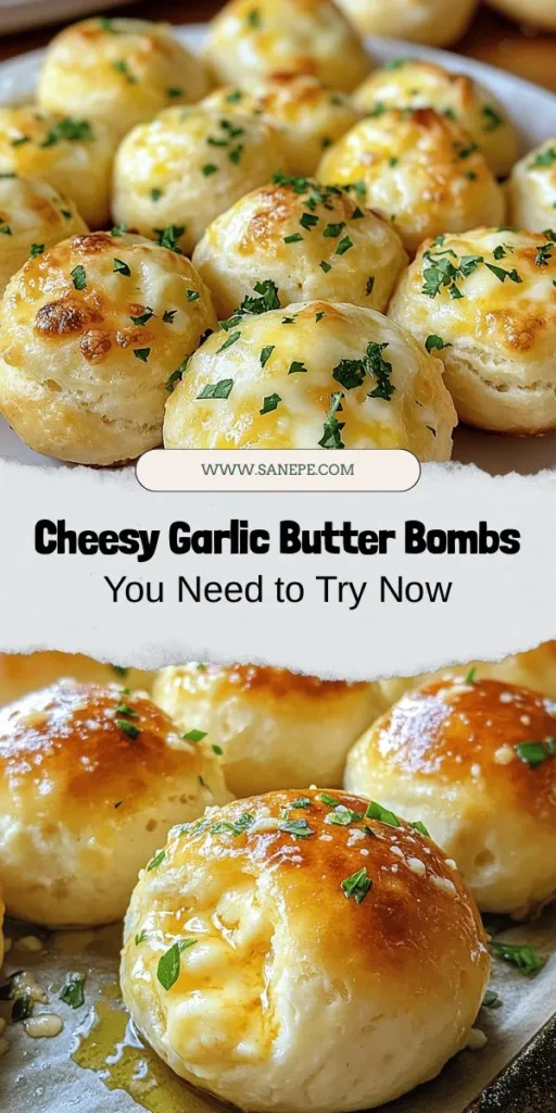 Looking for a delicious snack or appetizer that everyone will love? Try these Pillsbury Biscuit Garlic Butter Cheese Bombs! They're filled with gooey cream cheese, mozzarella, and Parmesan, all wrapped in a fluffy biscuit and drizzled with garlic butter. Perfect for parties or a cozy night in, these simple bites are sure to impress. Get the full recipe and impress your guests with these irresistible cheese bombs! #CheeseBombs #Pillsbury #Appetizers #SnackTime #GarlicButter